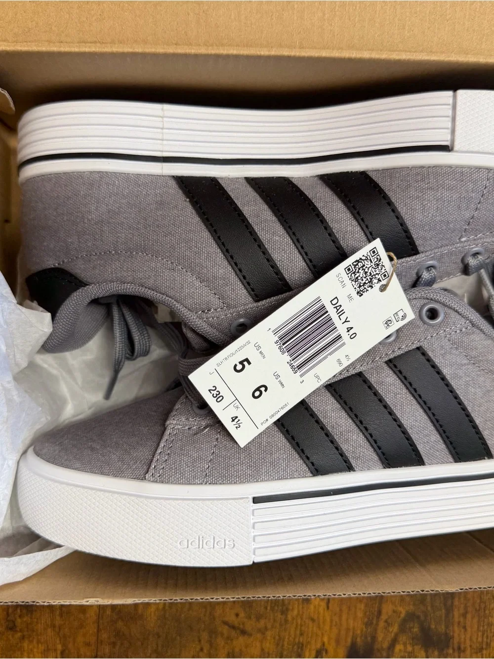 adidas Women’s Daily 4.0 Casual Sneakers in Gray with Black Stripes